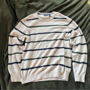 Striped Crewneck Sweater - Cream, Green, and Blue